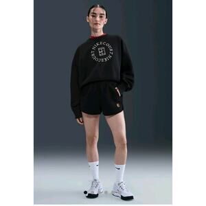 NWT Nike Court Heritage Women's High Rise Loose Fit Tennis Black Shorts Sz Small